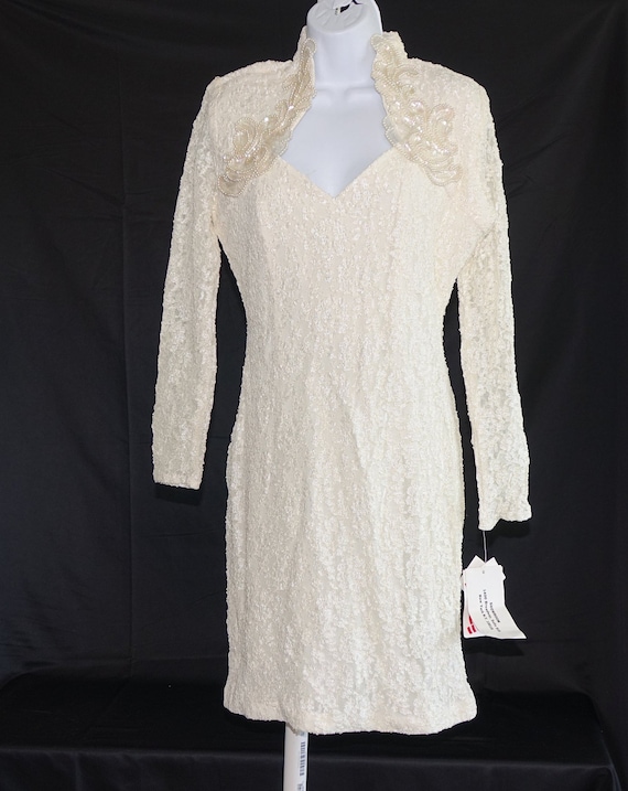 Vintage Dress Susan Roselli Vijack Size 12 Ivory L