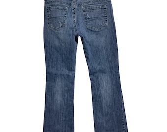 Y2K Maurices Morgan Distressed Bootcut Jeans Womens Size 11/12 Regular Blue Denim Stretch