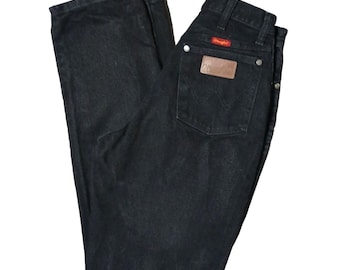 Vintage Wrangler Jeans Womens Juniors Size 9 10 Black Denim High Waist Mom Cowgirl 90s USA Made