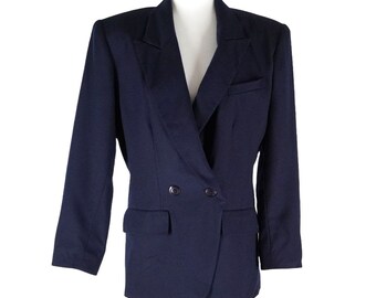 Vintage Miss Pendleton Wool Blazer Womens Size 8 Made in USA Navy Blue Academia Core Lined Jacket