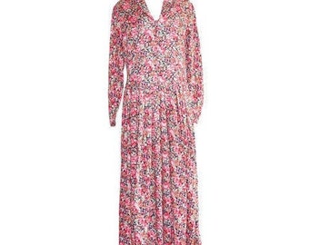 Vintage Laura Ashley Dress Womens US 8 EUR 38 UK 12 Floral Long Button Up Boho Hippie Prairie