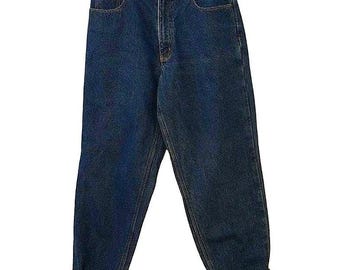 Vintage Eddie Bauer Flannel Lined Jeans Women 12 Petite Blue Plaid High Rise Mom