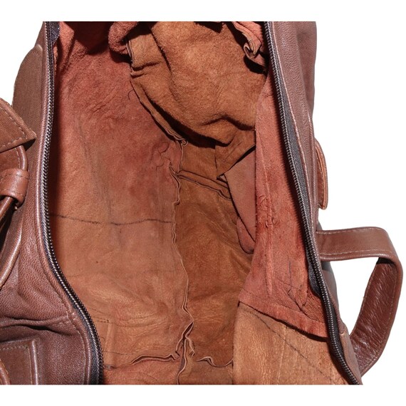Vintage Convertible Duffle Bag Crossbody Brown Le… - image 10