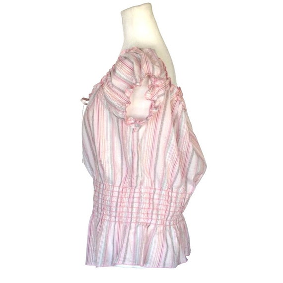 Y2K Zoey Beth Plus Top Womens Size 2 X Pink Striped Lurex