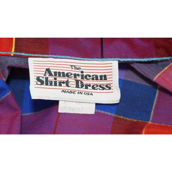 Vintage American Shirt Dress Purple Red Plaid Siz… - image 10
