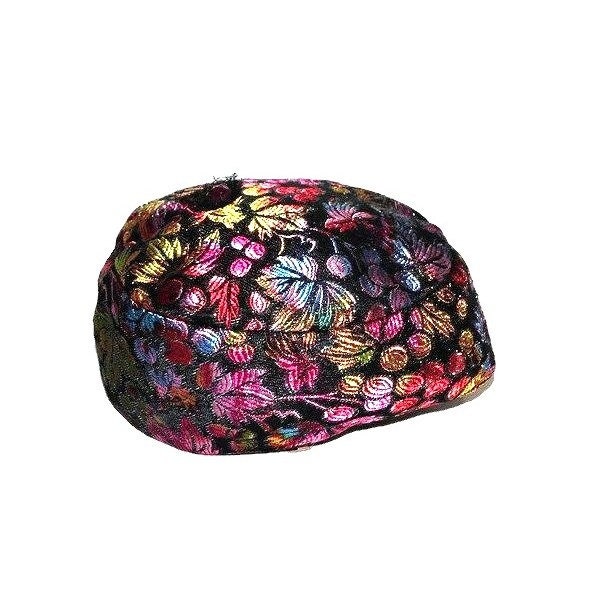 Vintage Floral Hat Womens Metallic Ombre Leaves Flowers Berries by Favorette Uni 60s Marche Pink Satin Floral Hat Velvet Flowers Bucket Hat  main image 3