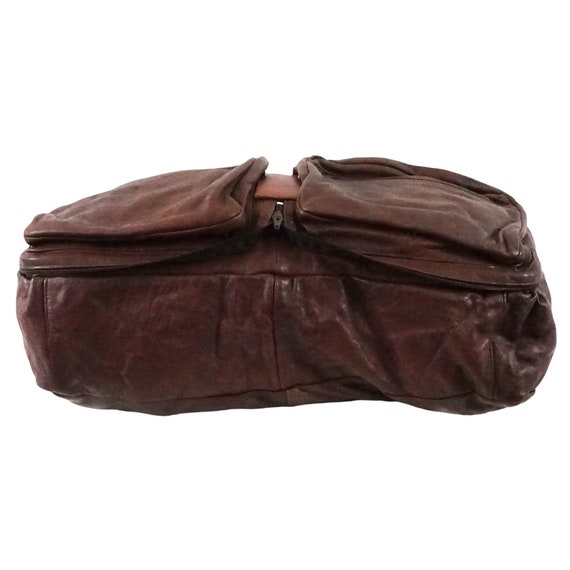 Vintage Convertible Duffle Bag Crossbody Brown Le… - image 9