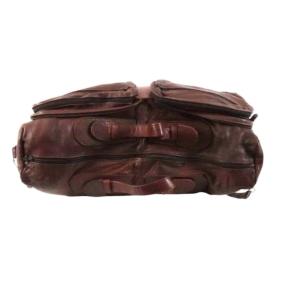Vintage Convertible Duffle Bag Crossbody Brown Le… - image 8