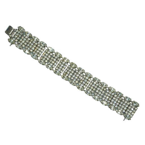 Vintage Clear Rhinestone Bracelet Old Hollywood G… - image 1