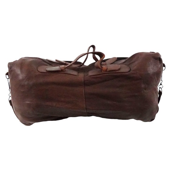 Vintage Convertible Duffle Bag Crossbody Brown Le… - image 7