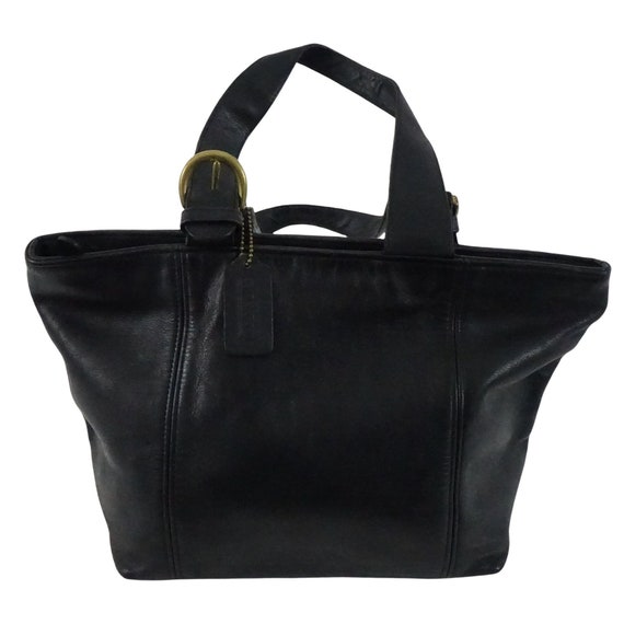Vintage Coach Bag Black Waverly Leather Tote Top Handle