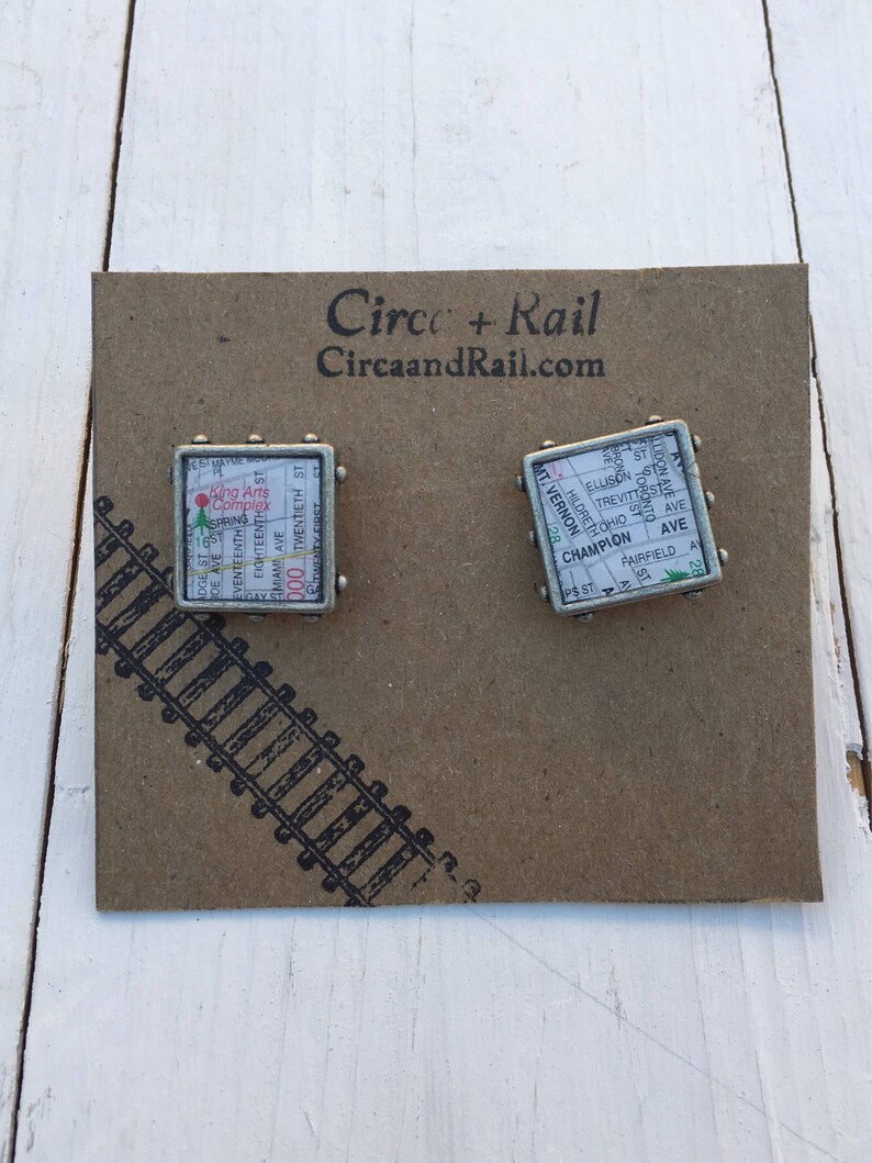 Columbus Ohio Map Cufflinks Spring St King-Lincoln Bronzeville District Long St King Arts Complex Mayme Moore Park 614 Champion Ave