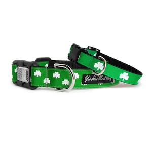 St Patricks Day Shamrocks Dog Collar - Luck of the Irish Inspired - Adjustable Size
