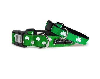 St Patricks Day Kleeblätter Hundehalsband - Inspiriert vom Glück der Iren - Größenverstellbar