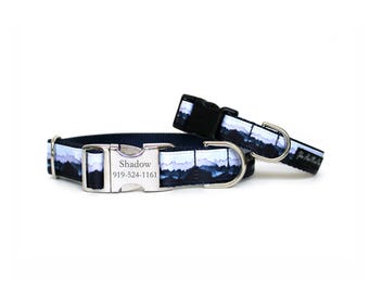 Misty Mountain Dog Collar - Personalized Engraved Dog Collar
