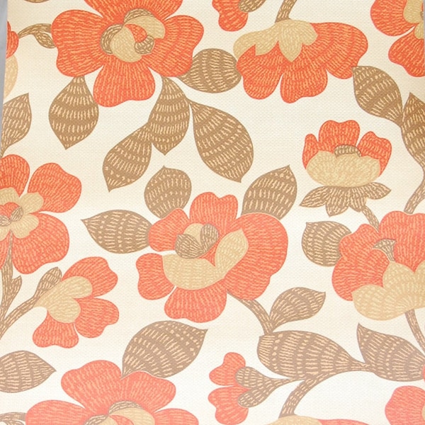 Vintage 1960er Jahre buntes Blumenmuster Wandpapier - eine volle Rolle - Kamelien Tsubaki Blumen