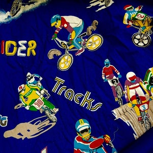 BMX Racing Bicycle CURTAIN single - Vintage fabric - 1970s - Tracks Rider