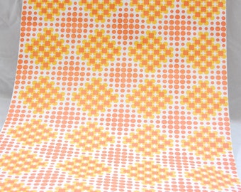 Vintage 1960s Wall Paper - space age retro geometric pattern - orange - marimekko