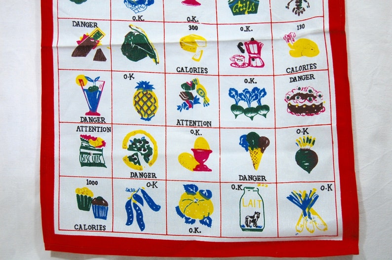 kitchen cloth Food Calories Tea towel French Vintage Kitchenelia