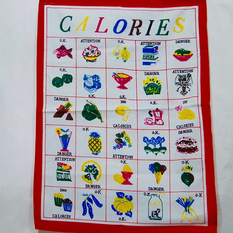 kitchen cloth Food Calories Tea towel French Vintage Kitchenelia