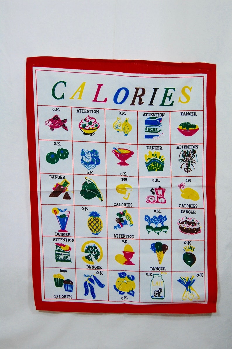 kitchen cloth Food Calories Tea towel French Vintage Kitchenelia
