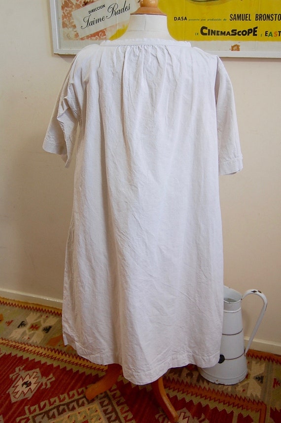Antique Linen Night Dress - Smock - Monogram - In… - image 9