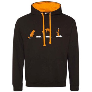 Black hoodie fox unisex hoody fox unique sweatshirt for him hoodie gift for her