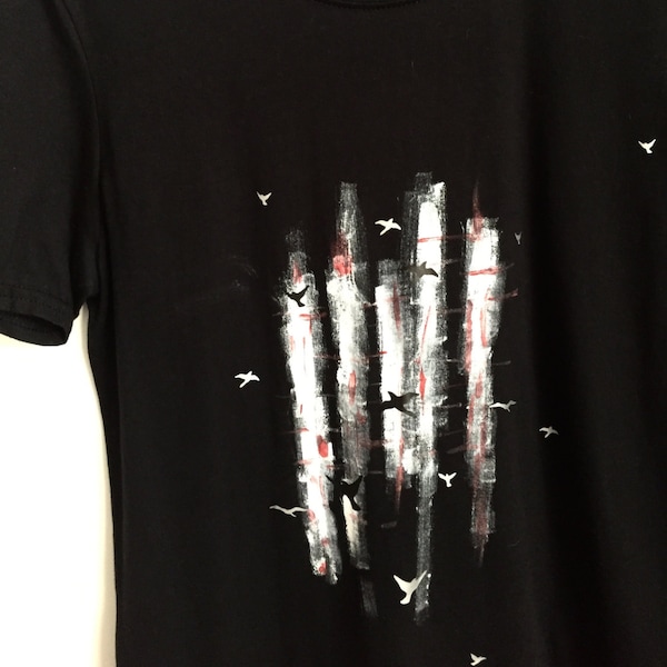 T-shirt Homme Canvas Avec Motif Oiseau Art - Taille L Marron, Occasion Très Bon état