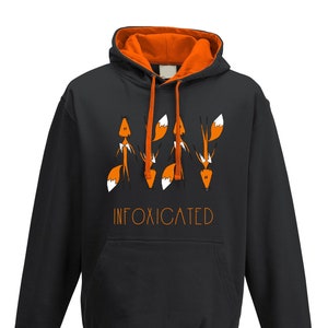 Black hoodie unisex hoody animal fox sweatshirt hooded cozy sweat funky clothing gift