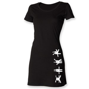 Kawaii t-shirt dress mini women dress black with funky bunny print image 1