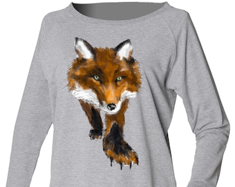 Fox women jumper fox sweatshirt wide neck jumper