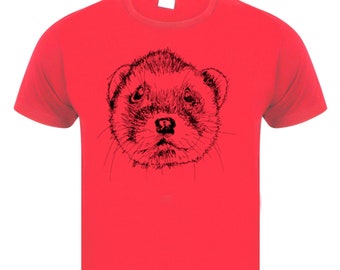 Men tshirt red animal lover shirt ferret tee clothes with animals