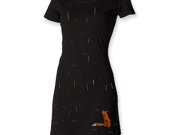 Women fox dress t-shirt dress for women fox themed women clothes hand painted