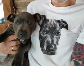 Custom pet gift portrait gift for pet owner unique dog memorial art t-shirt