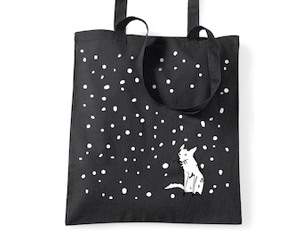 Tote bag with dog cotton shopper bag for her small present
