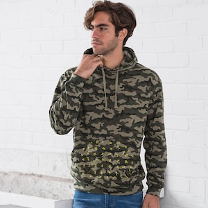 Camouflage hoody camo print unisex hoodie with stick figures
