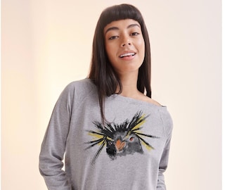 Women jumper penguin grey sweatshirt printed