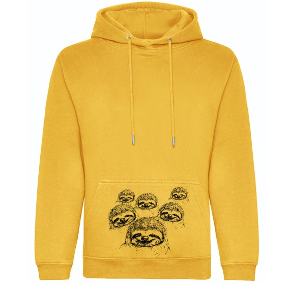 Cozy Hoodie for Him Animal Hoody Gift for Her Sloth Hoody Mustard Yellow -  Etsy UK