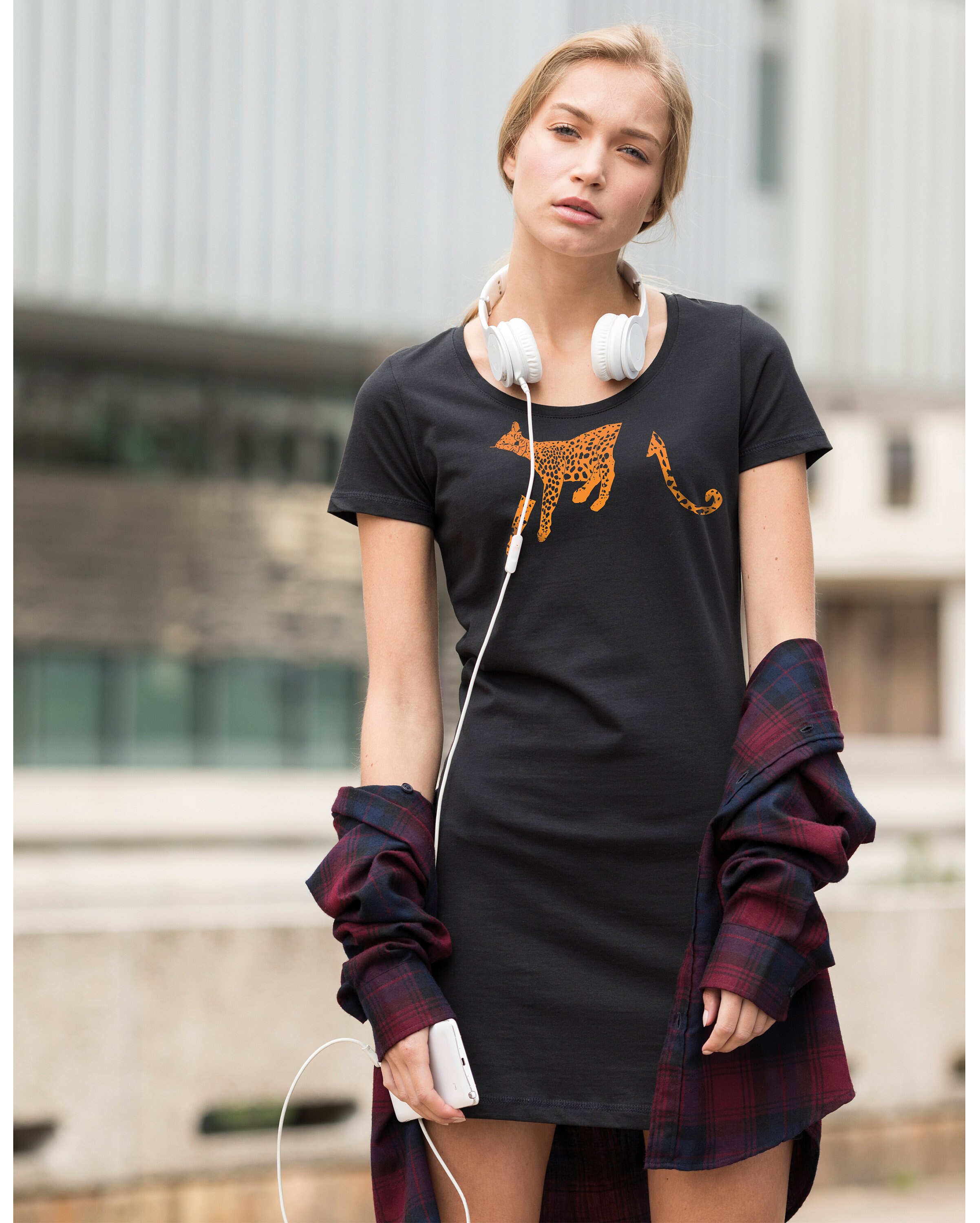T shirt Dress Women Cheetah Printed Dress Casual Womenswear