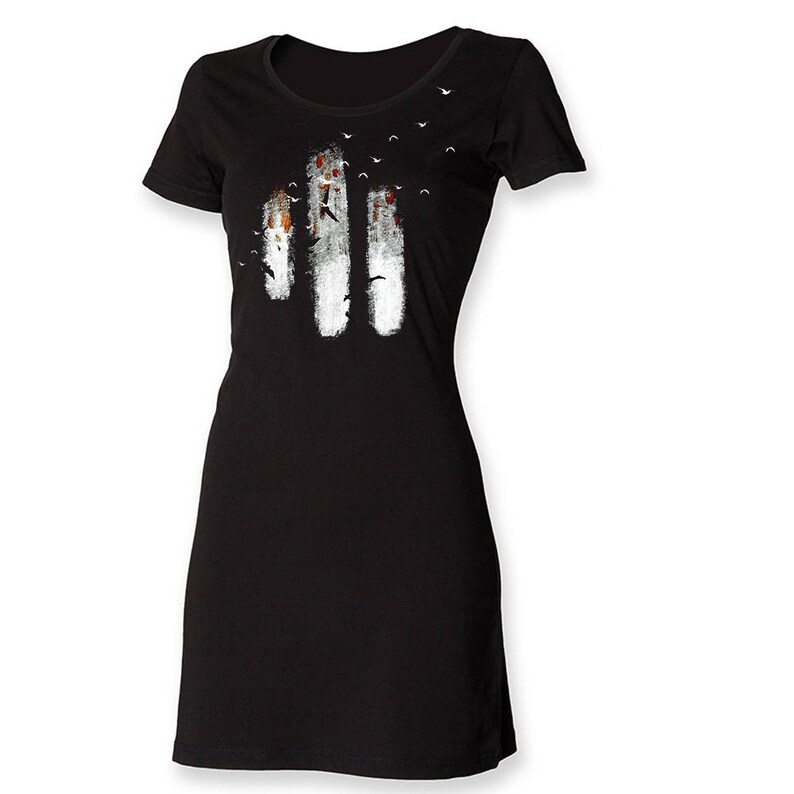 Short t shirt dress women painted tee dress artsy tunic dress image 3