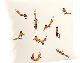Cotton cushion cover fox print on 40 x 40 pillowcase fox cover whimsical home decor gift
