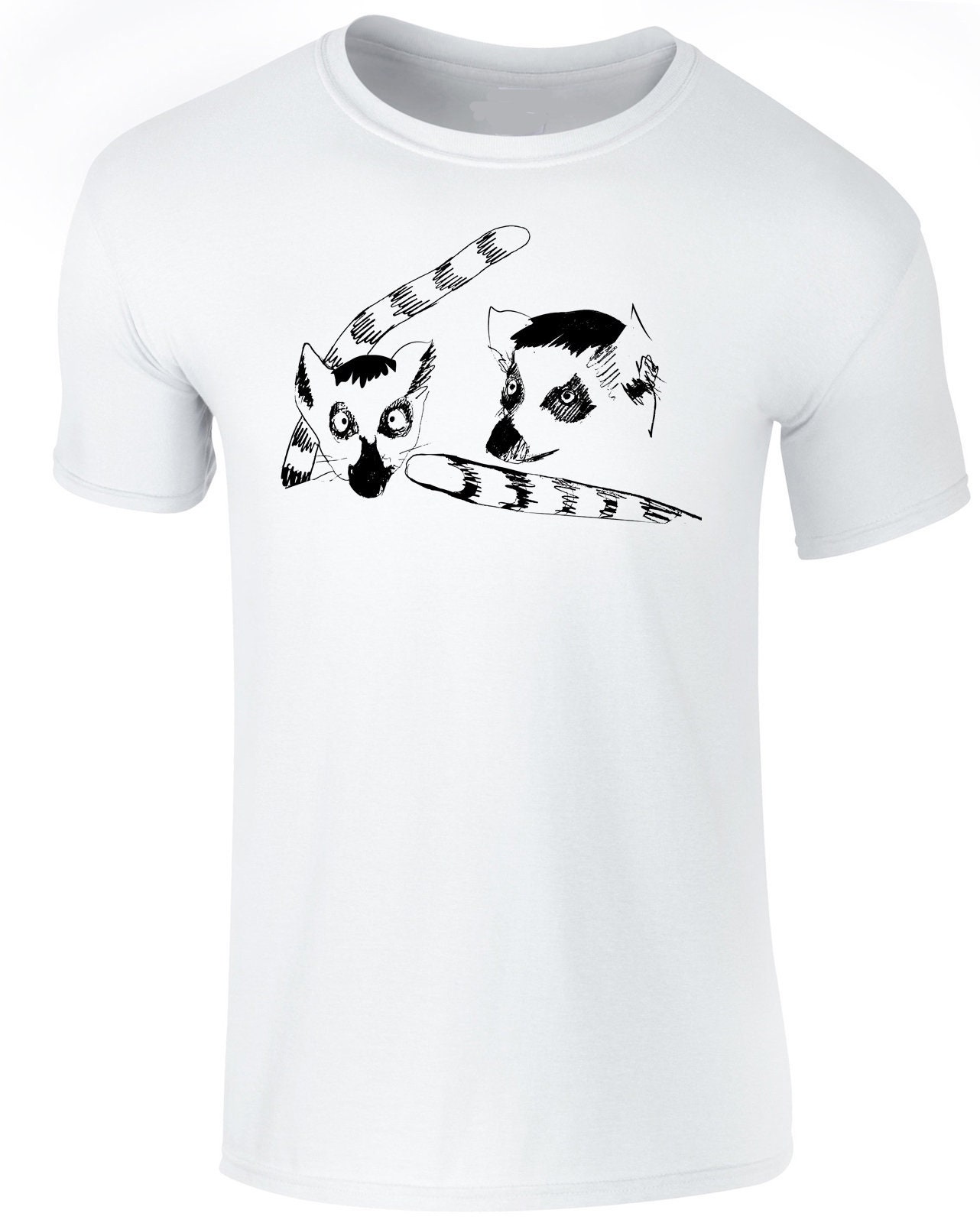 Image of Lemur Men T-Shirt, Animal Print Shirt, Hand Drawn Tee Funky T Shirt