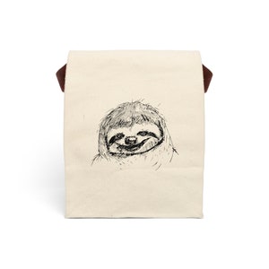Lunch Bag funny canvas lunch box With Strap Sloth printed bag cotton storage