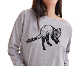 Ferret jumper women sweatshirt oversized ferret art gift for her gift for mom ferret owner