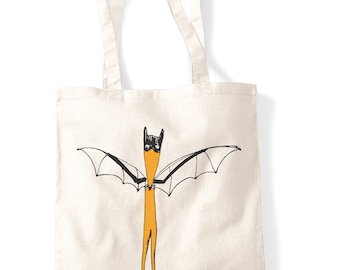 Bat fox tote bag cotton shopping bag market