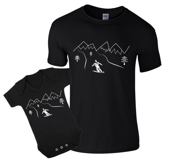Matching Dad Baby Snowboarding Outfit, Father Son Bodysuit Tee