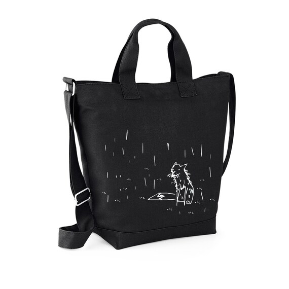 Black Shoulder Bag Strong Canvas Tote 