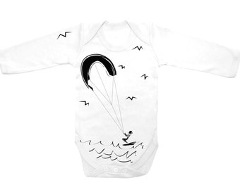 Kite surf baby bodysuit unisex baby outfit gift newborn kiteboarding