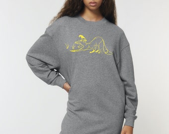 Grey women dress fox dress sweatshirt dress ladies cotton loungewear navy