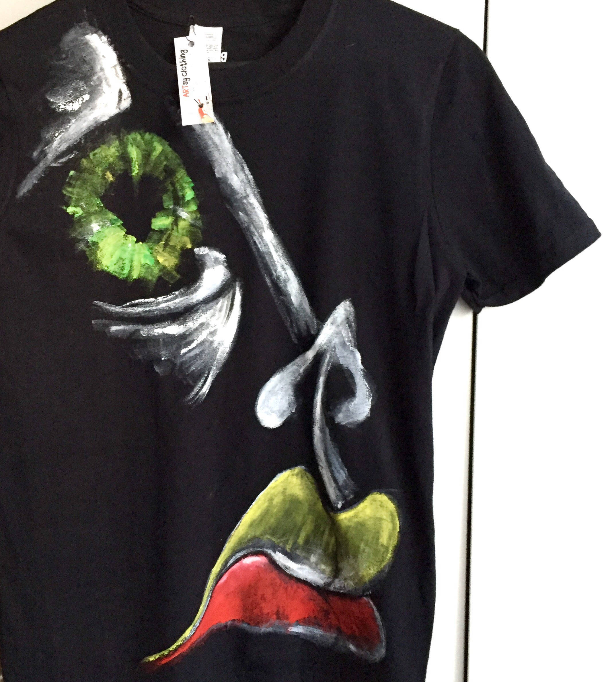 Hand painted t shirt abstract face tee artsy tshirt artistic boho tee shirt